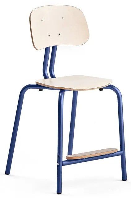 Školská stolička YNGVE, so 4 nohami, modrá, breza, V 520 mm