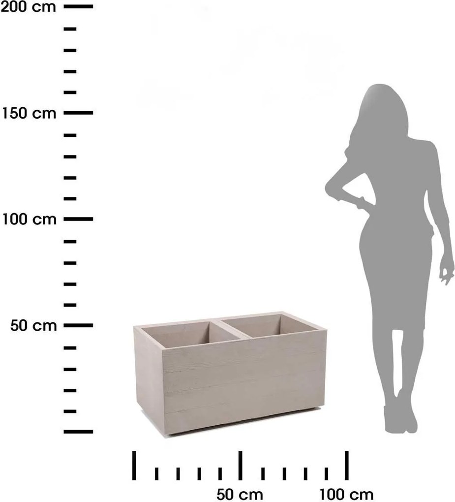 PLASTOVÝ KVETINÁČ NA KOLIESKACH BETONIQUE 39X39X78 CM DREVENÝ DEKOR BÉŽOVÁ