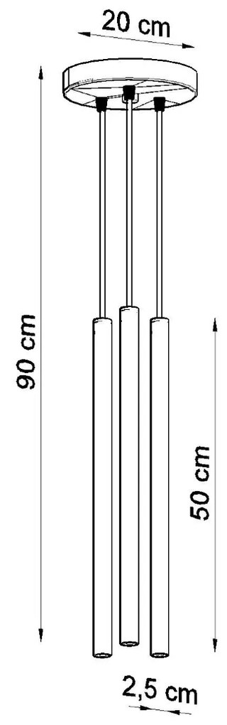 Závesné svietidlo Pastelo, 3x biele kovové tienidlo, o