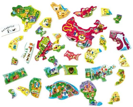 Magnetická mapa sveta - puzzle 92 magnetov - anglická verzia