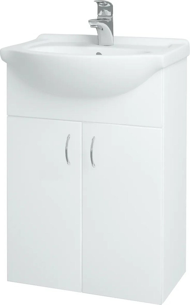 Dřevojas - Kúpeľňová skriňa PLUTO SZD2 55 - N01 Bílá lesk / N01 Bílá lesk (52327)