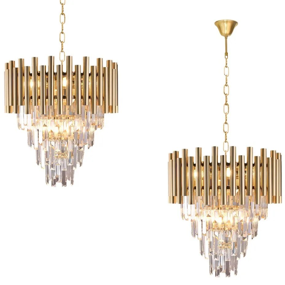 EUlight Luster Madison, 1x krištáľové/zlaté kovové tienidlo, (fi 45cm), g