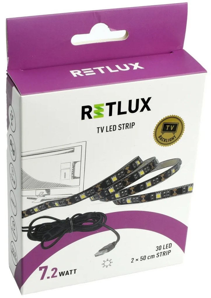 Retlux RLS 101 LED pásik s USB konektorom studená biela, 2 x 50 cm