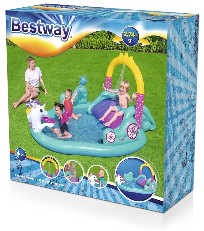 LEAN TOYS Nafukovacie ihrisko jednorožec 274 x 198 x 137 cm Bestway 53097