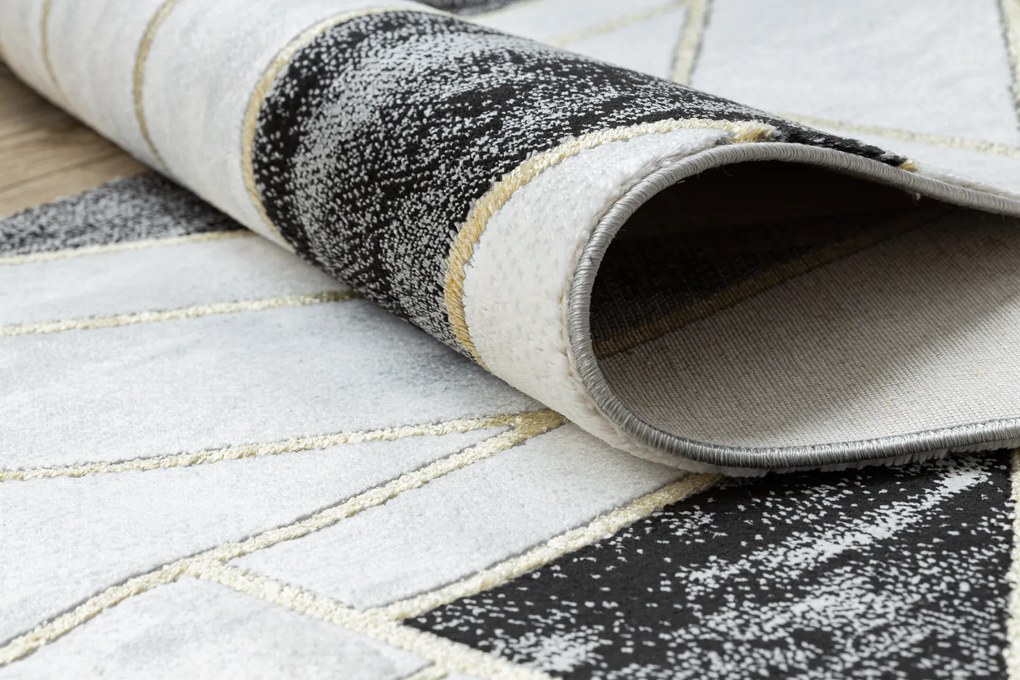 Behúň EMERALD 1015 Glamour exclusive, mramor, geometrický, čierny + zlatá