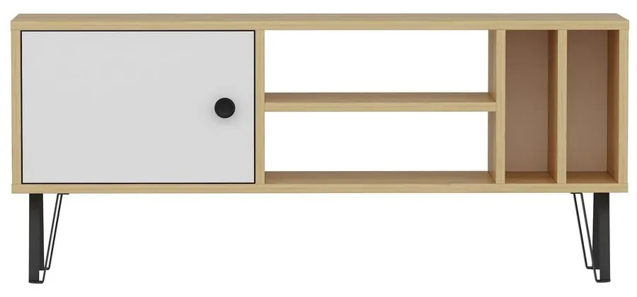 Biely/prírodný TV stolík v dekore duba 120x52 cm Arven - Kalune Design