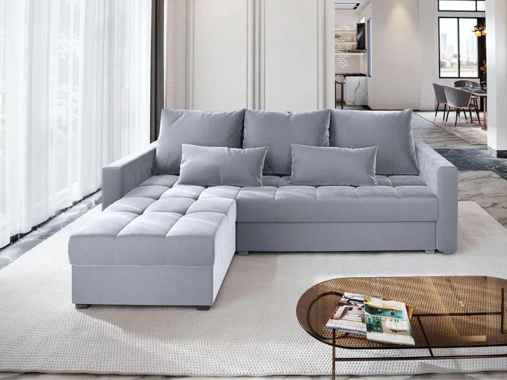 AKCIA Svetlosivá rozkladacia rohová pohovka ZENOVA 220x140 cm, obojstranná II. akosť