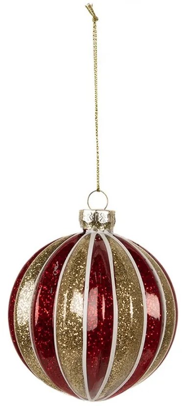 Červenozlatá sklenená vianočná ozdoba v tvare gule M - Ø 10*10 cm