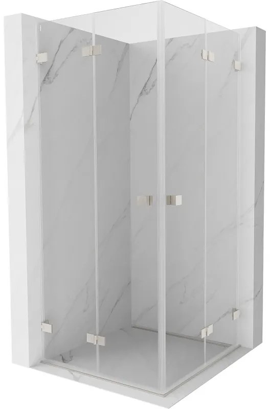 Mexen Lunar-F Duo, skladací sprchový kút 75 x 75 cm, 8mm číre sklo, oceľový profil, 836-075L-075P-97-00