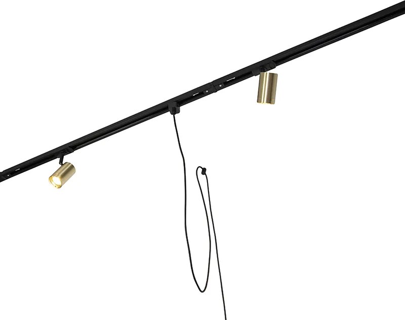 1-fázový koľajnicový systém s 3 reflektormi a 3 závesnými svietidlami zlatý - Cavalux Jeana