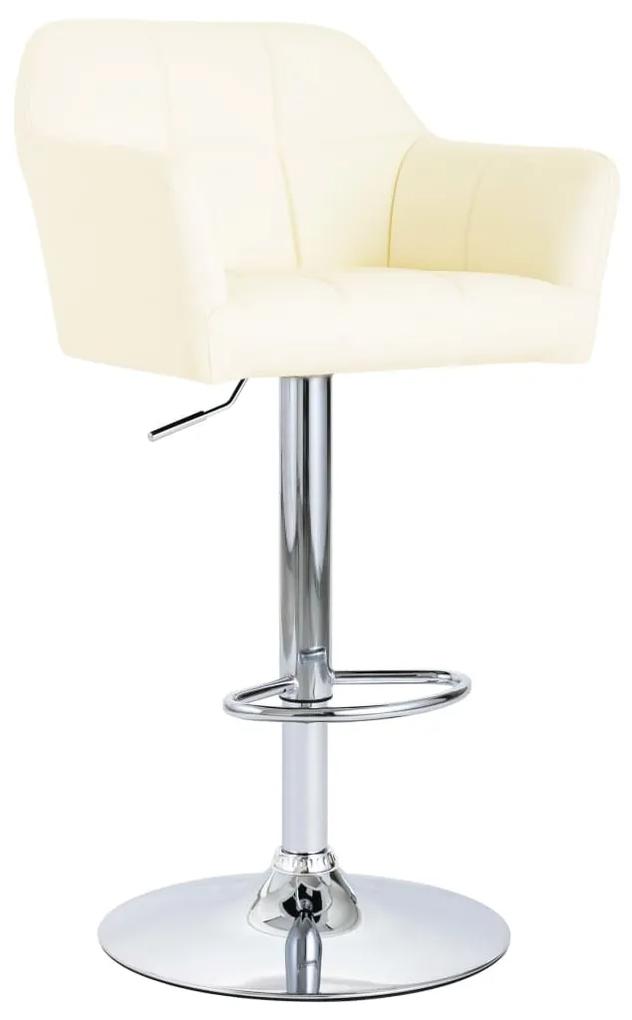 vidaXL Barová stolička s opierkami rúk krémová umelá koža
