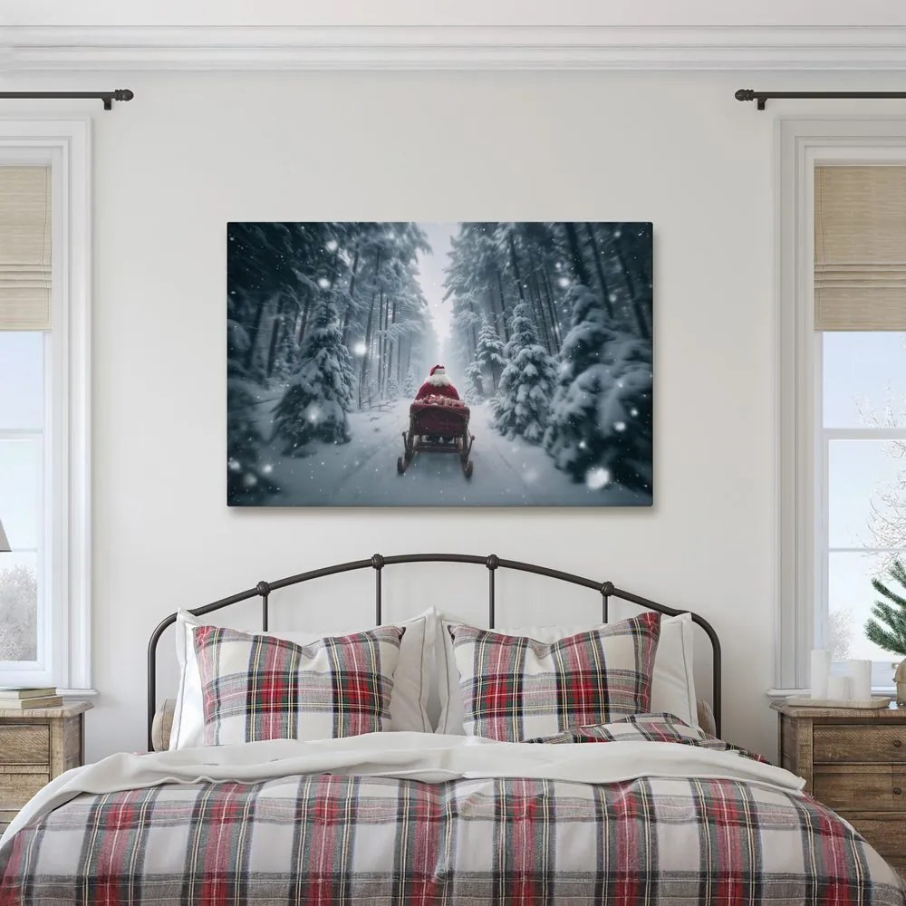 Obraz santova vianočná cesta lesom