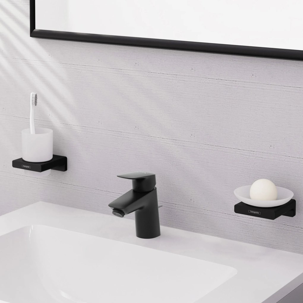 Hansgrohe Logis, páková umývadlová batéria 70 CoolStart s odtokovou súpravou s tiahlom, čierna matná, HAN-71072670