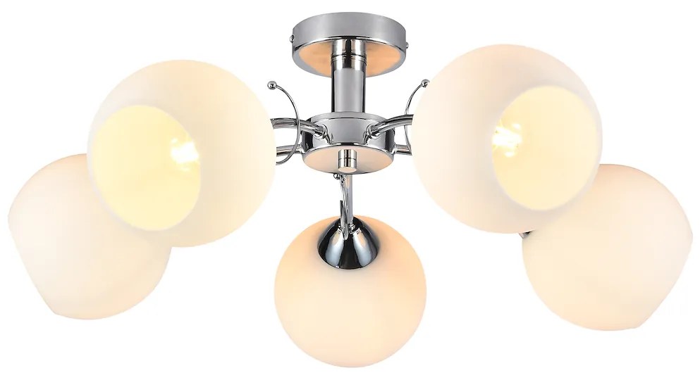 Stropné svietidlo Oslo, 5x biele sklenené tienidlo, ch
