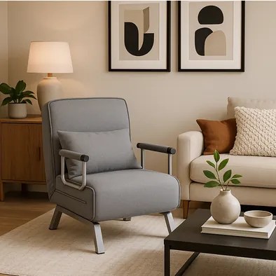 Kreslo pohovka rozkladacia PRATO sivá - vintino.sk