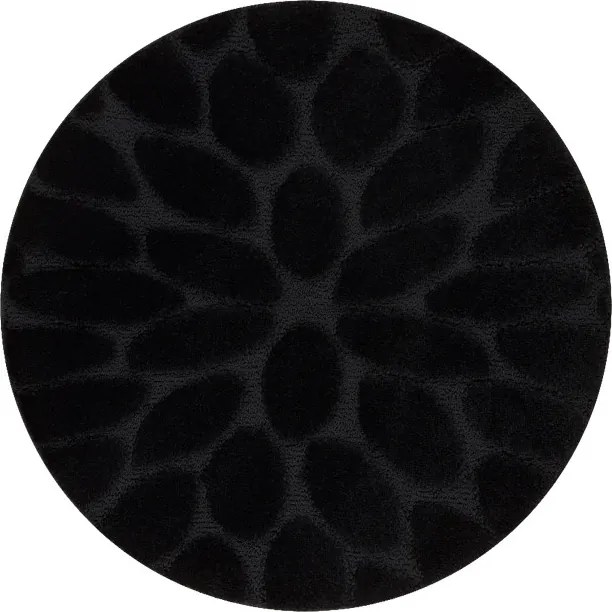 Kúpeľňový koberček SUPREME STONES kamienky, čierny kruh