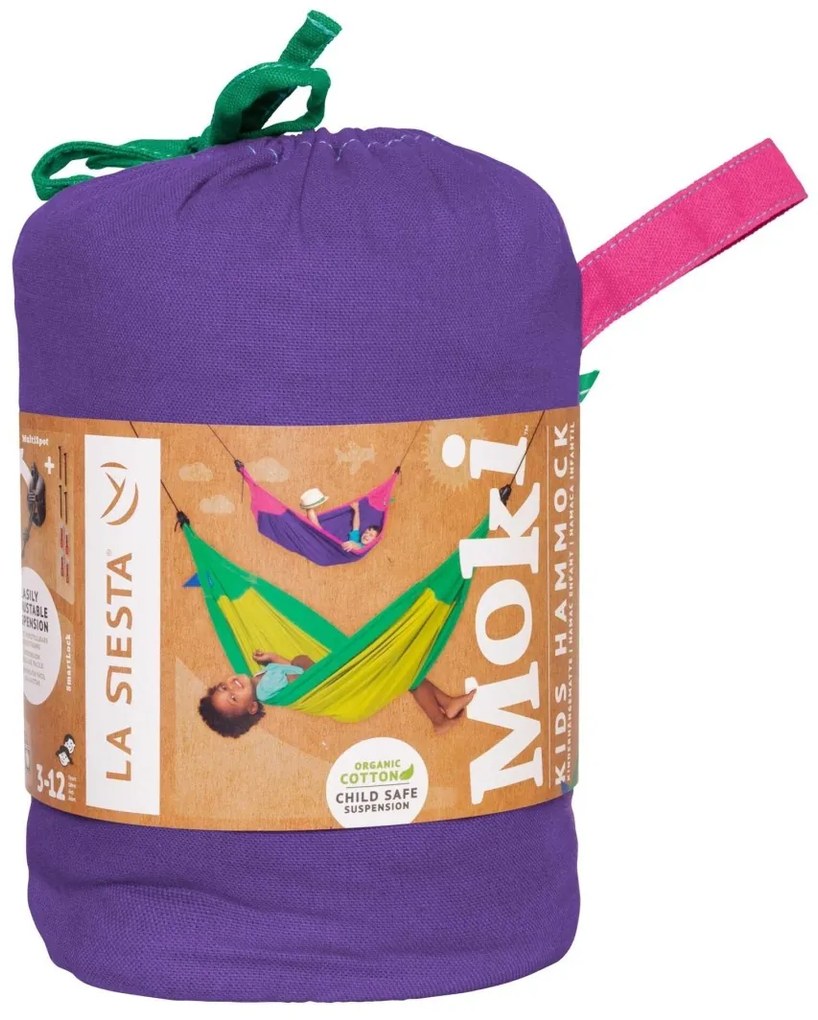 La Siesta MOKI - hojdacia sieť pre deti s uchytením, 100 % organická bavlna / výplň: 70 % polyuretán, 30 % polyester