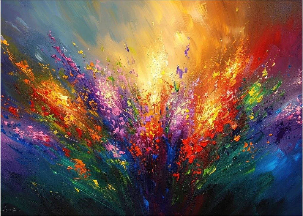 Sklenený obraz - Abstrakcia kvetov (70x50 cm)