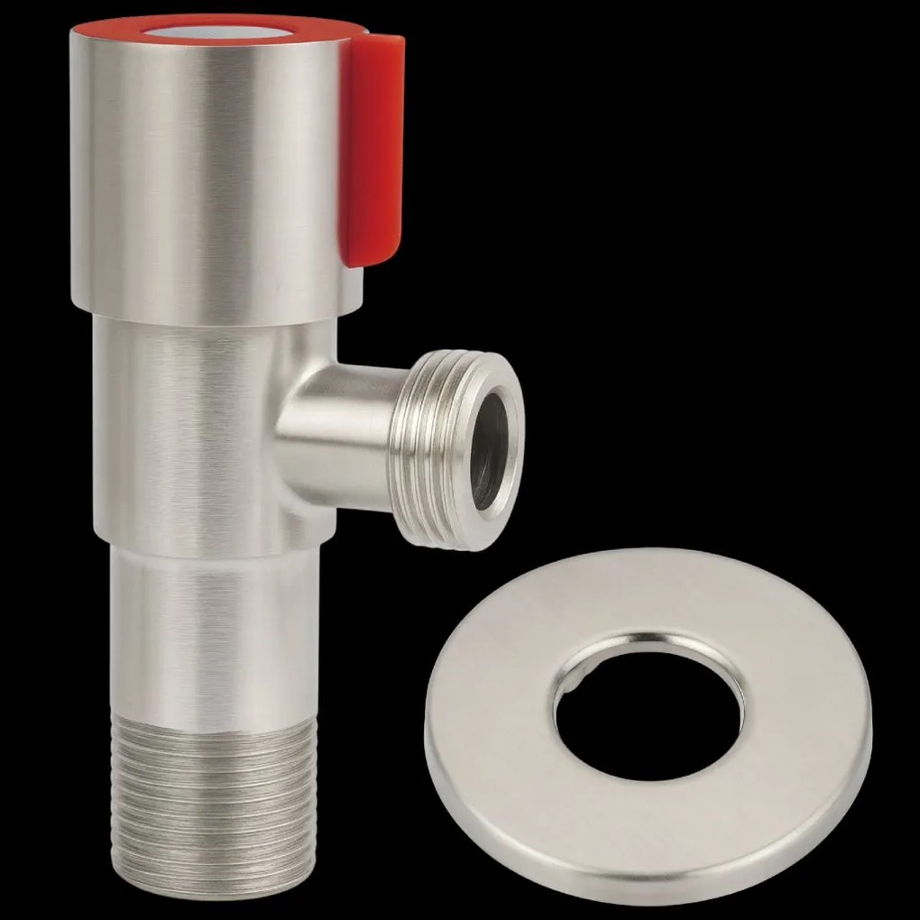 Invena Invena, rohový ventil z nehrdzavejúcej ocele, s keramickou hlavicou, 1/2" × 1/2", červená, INV-ZW-47-C15-J