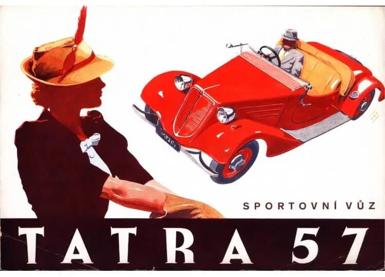 Ceduľa Tatra 57 - Sportovní vuz