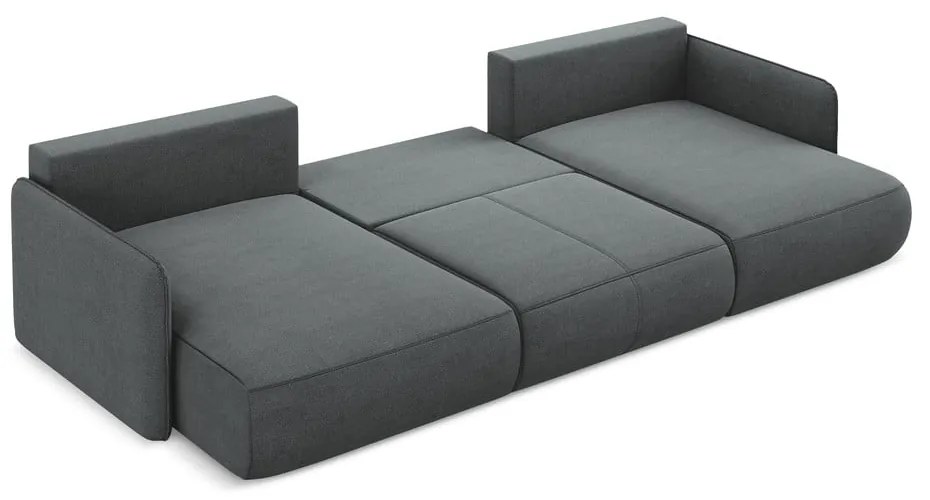 Sivá rozkladacia/s úložným priestorom rohová pohovka Nanea – Makamii