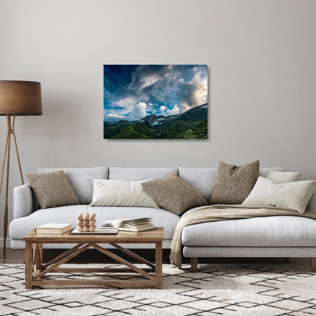 Sklenený obraz hôr (70x50 cm)