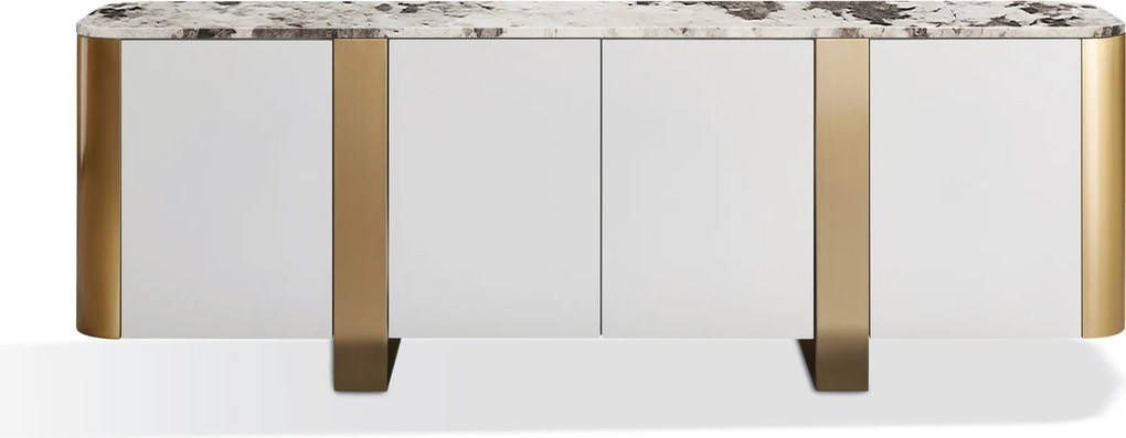 Komoda Stilig ST921 200 cm biela/zlatá/mramor
