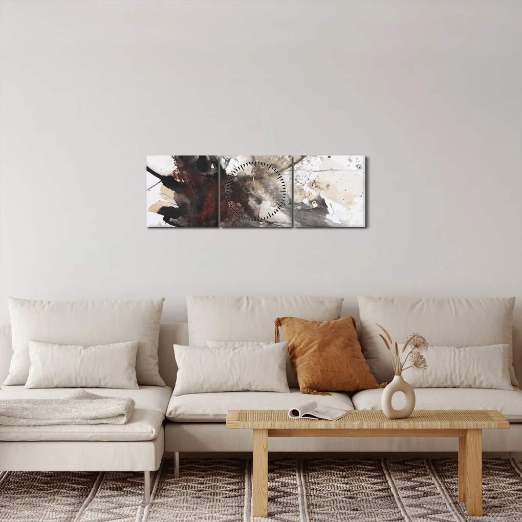 Obraz abstraktné maľby (s hodinami) (90x30 cm)