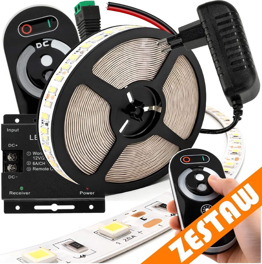 Sada LED pásků 12V 5m 24W - zdroj + ovladač