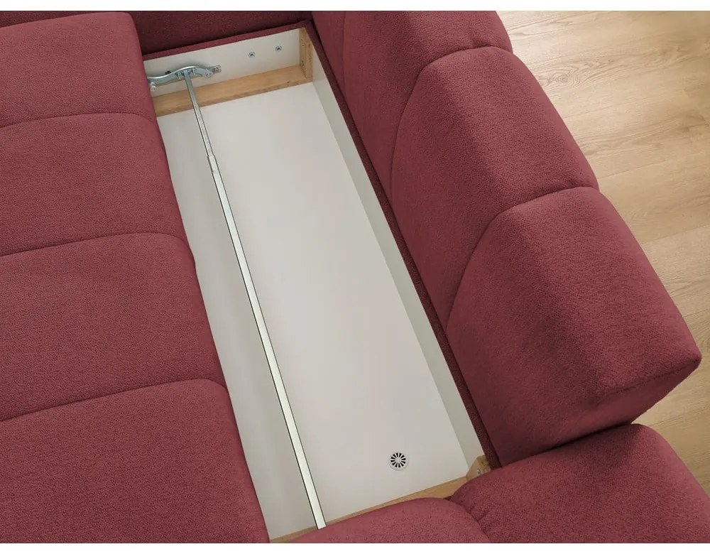 Vínovočervená ženilková rozkladacia/s úložným priestorom rohová pohovka (ľavý roh/s leňoškou) Everest – Bobochic Paris