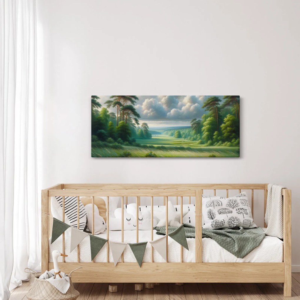 Obraz - Zelená krajina (120x50 cm)