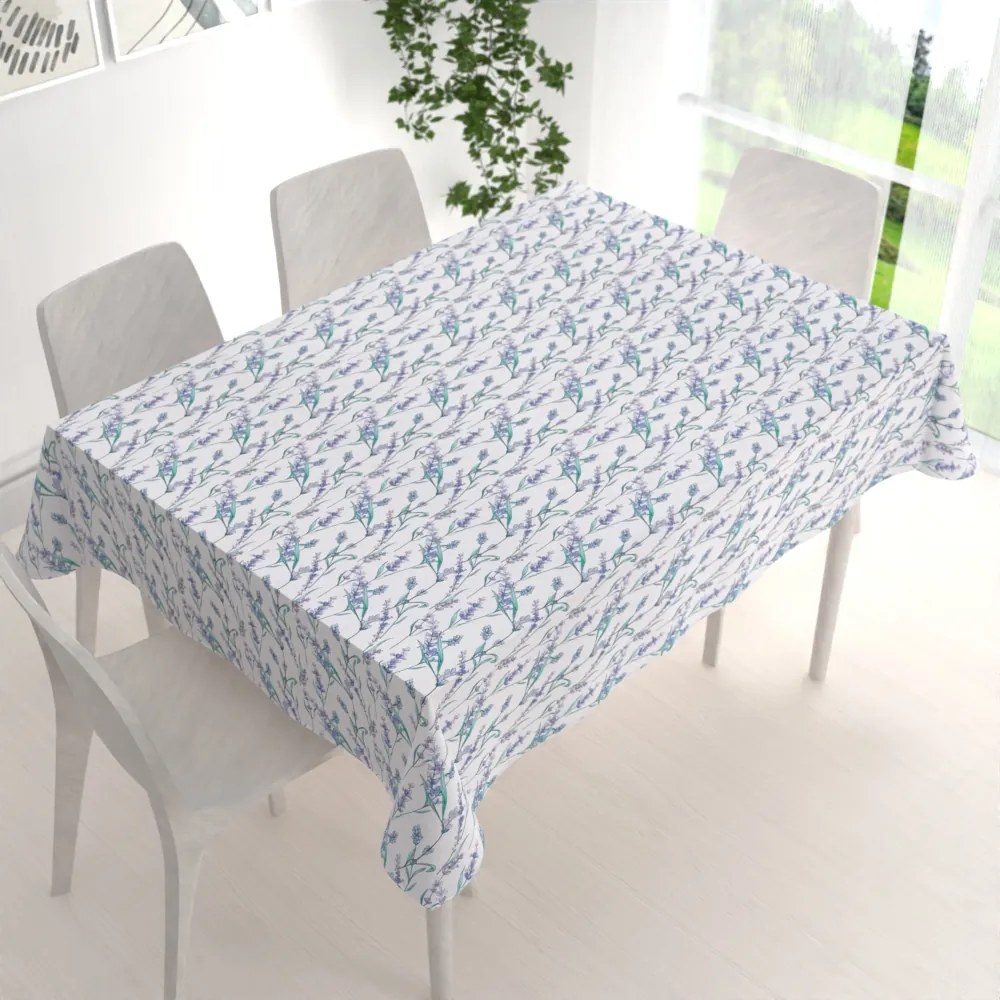 Biante Teflónový obdĺžnikový obrus TF-088 Levandule na bielom 60x100 cm