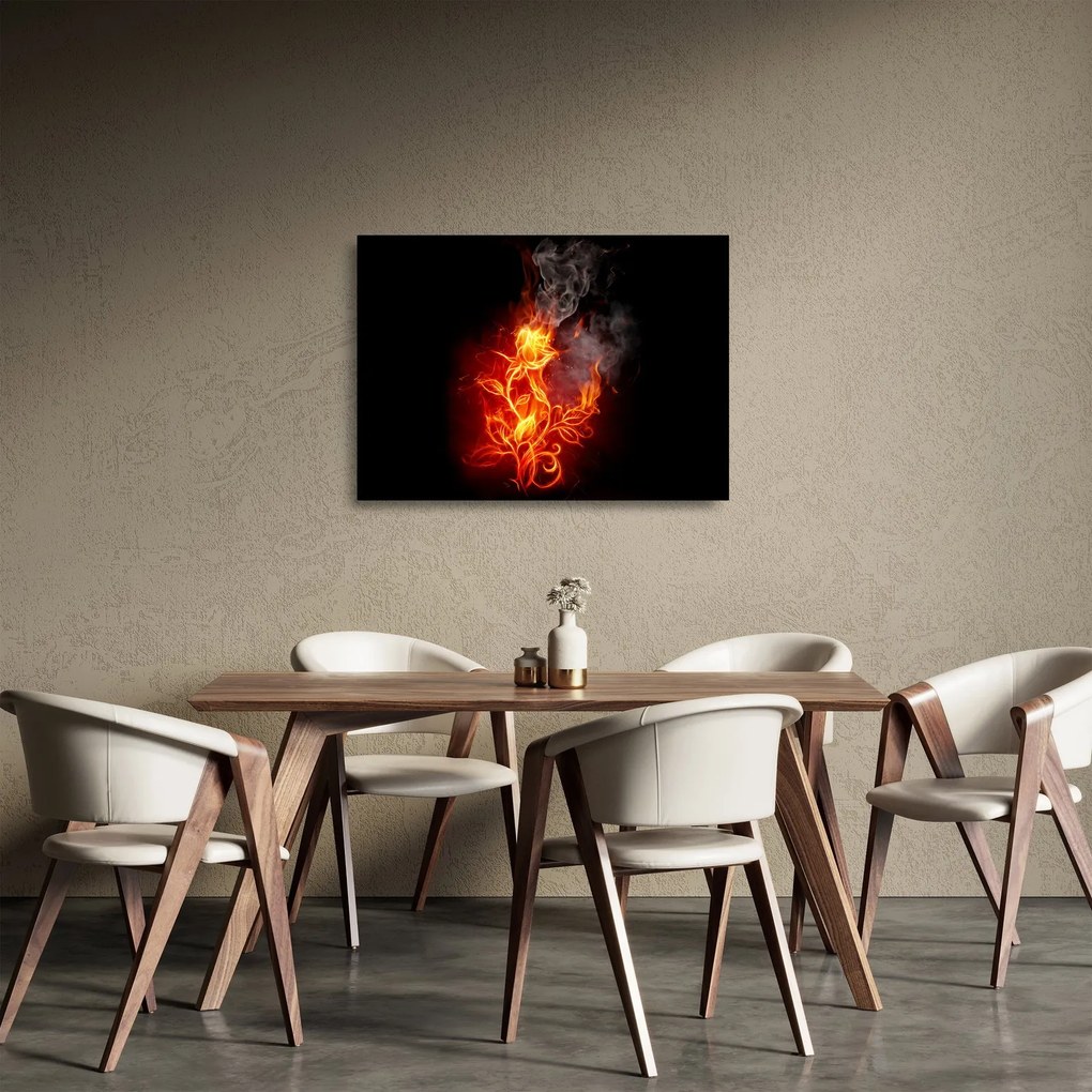 Sklenený obraz - Ruže v ohni (70x50 cm)