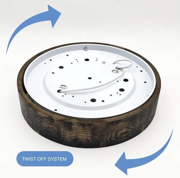 Stropné svietidlo OAK SMOKY 2xE27/15W/230V, pr. 37,5 cm, dub/tmavohnedá