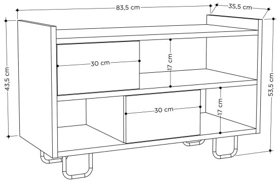 Skrinka na topánky TROY 53,5x83,5 cm šedá