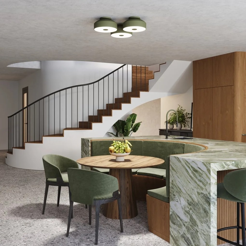 Stropné svietidlo Omiq, 1x olivovo zelené kovové tienidlo, (biely plast), (fi 30 cm)