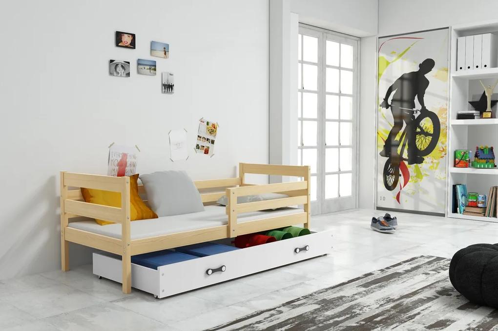Detská jednolôžková posteľ s úložným priestorom ERYK | borovica Farba: Borovica / biela, Rozmer.: 200 x 90 cm