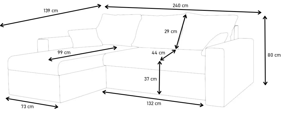 Rohová rozkladacia sedačka HEWLET, 240x90x139 sawana 21/sawana 01
