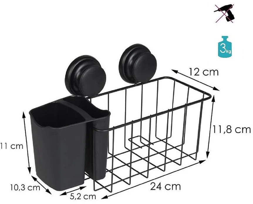 Košík ploský + košík PVC čierna CH.GAVI-PP-KP-BLK