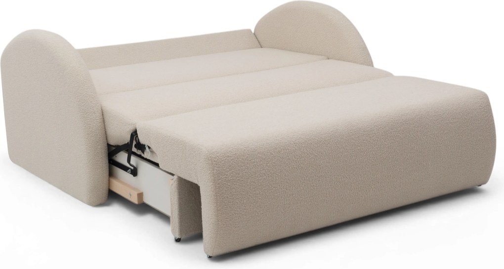 Rozkladacia pohovka s úložným priestorom Nubi 140 cm trojmiestna - svetlobéžové buklé Quelle 03