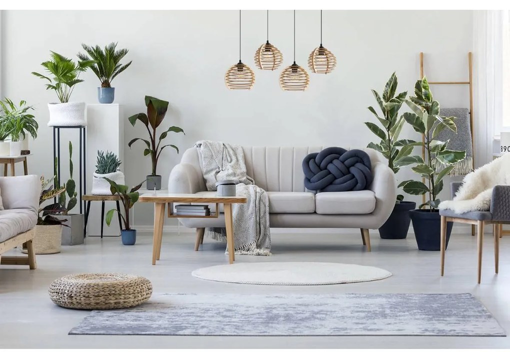 Závesné svietidlo Timber, 4x drevené tienidlo, n