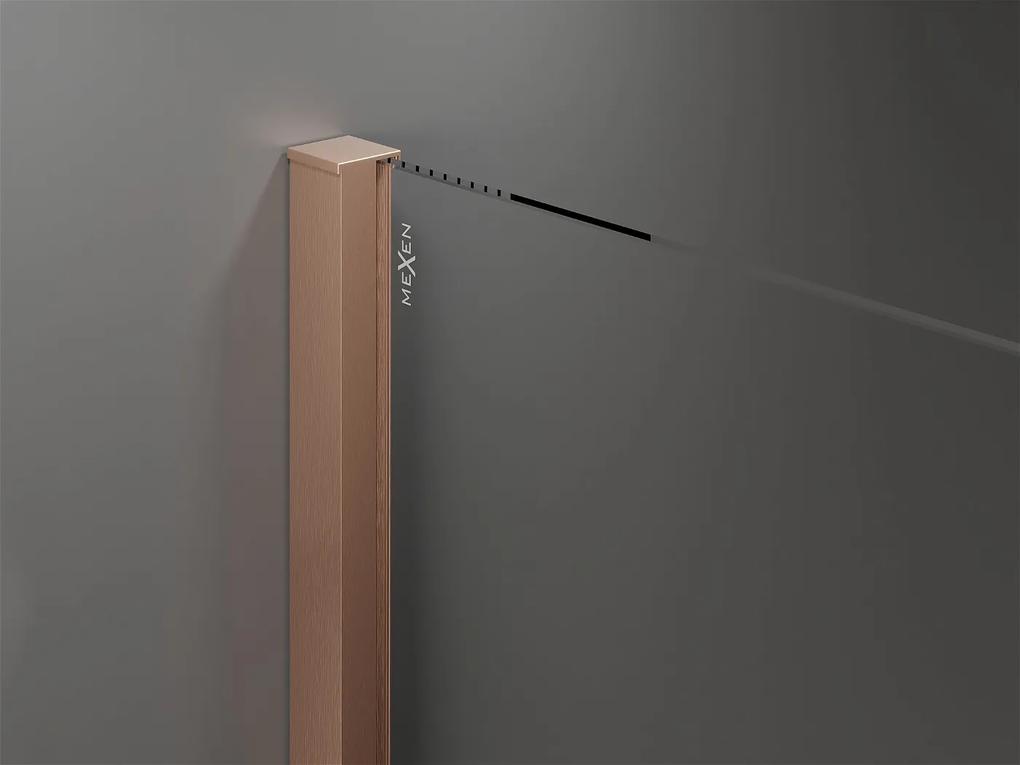 Mexen Velar, sprchový kút s posuvnými dverami 120(dvere) x 70(stena) cm, 8mm číre sklo, medená matná, 871-120-070-01-65