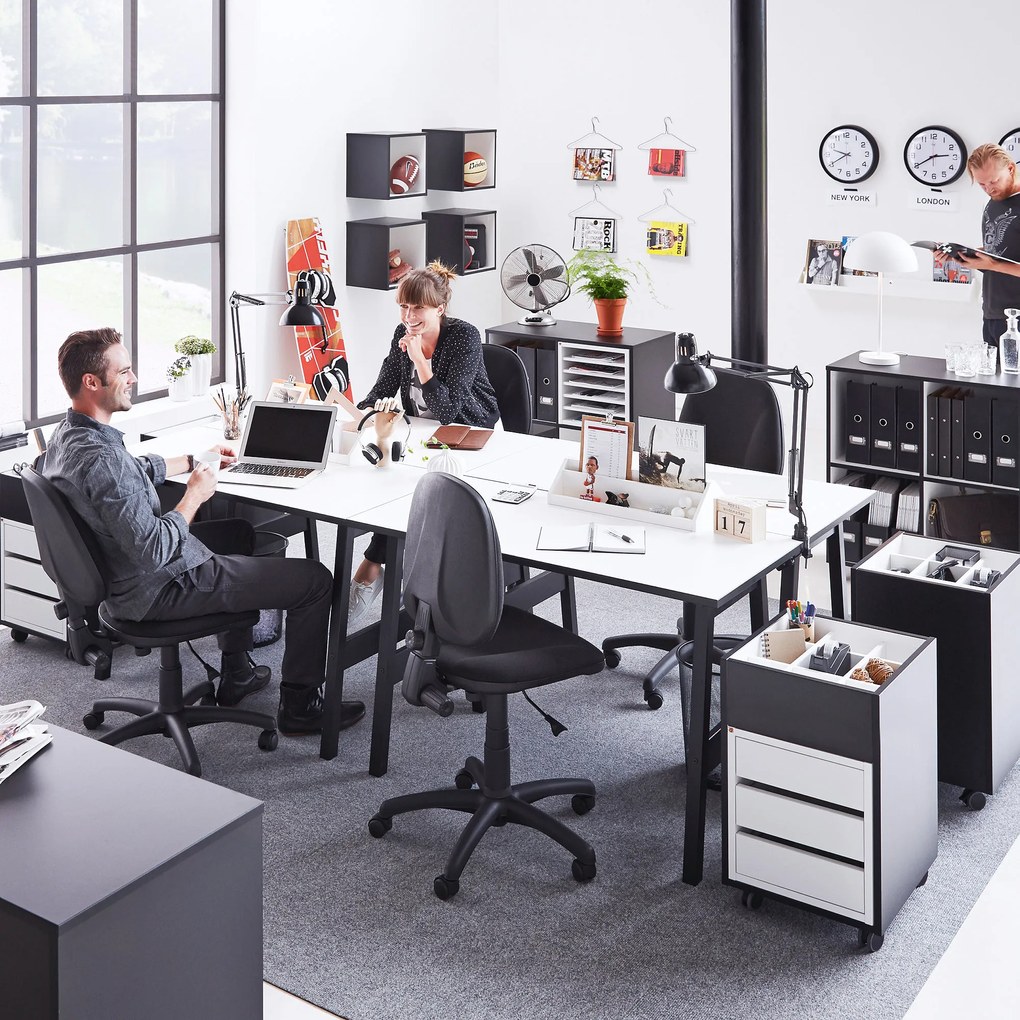 Kancelársky pracovný stôl Nomad, 1200x600 mm, biela / čierna