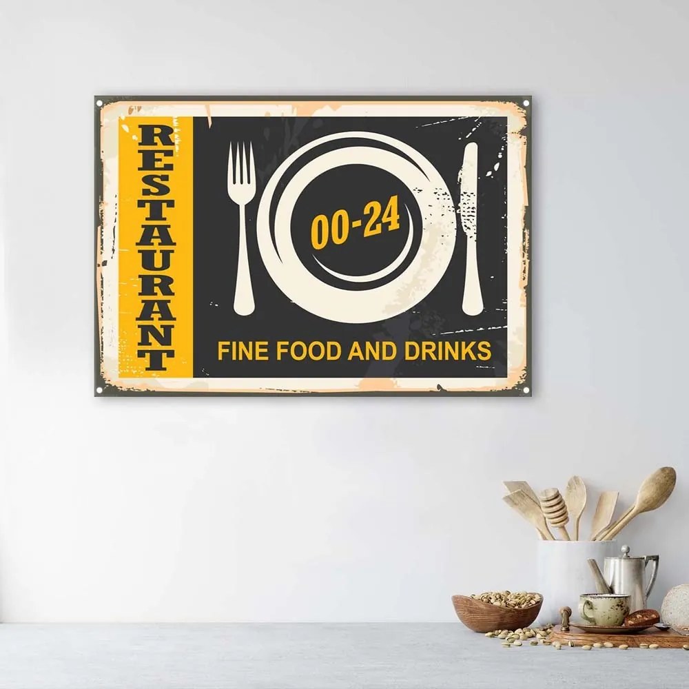 Gario Obraz na plátne Ceduľa retro otváracie hodiny reštaurácie Rozmery: 90 x 60 cm