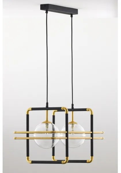 Jupiter 2029 - Luster na lanku FIORI 2xG9/10W/230V čierna/zlatá/číra
