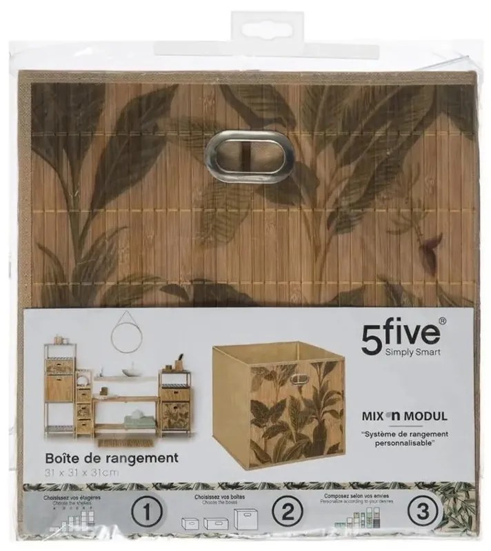 Úložný box Bamboo Flower, 31x31x31 cm, hnedá