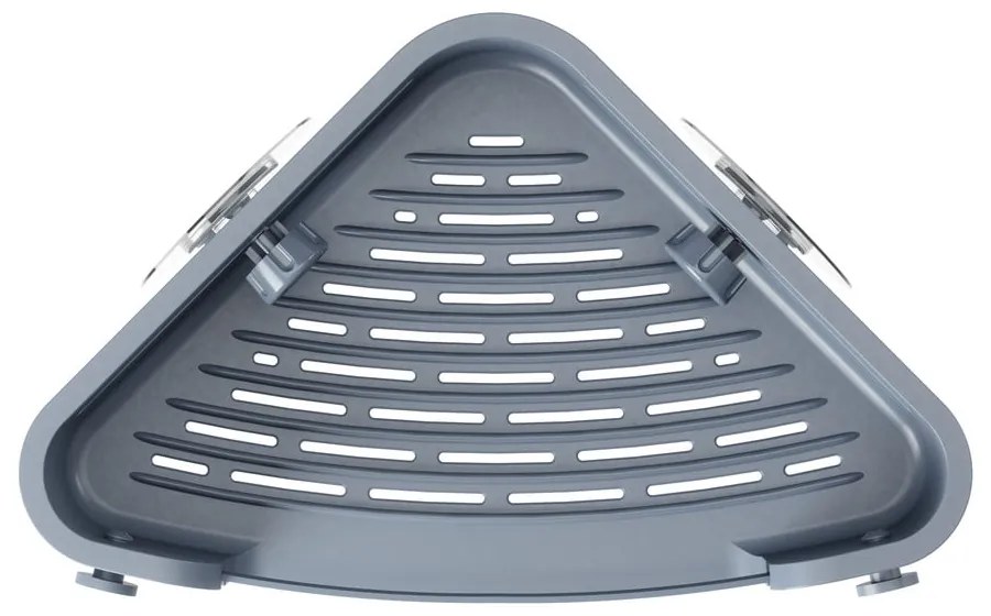 Rohová modrá kúpeľňová polička z recyklovaného plastu bez vŕtania Flex – Umbra