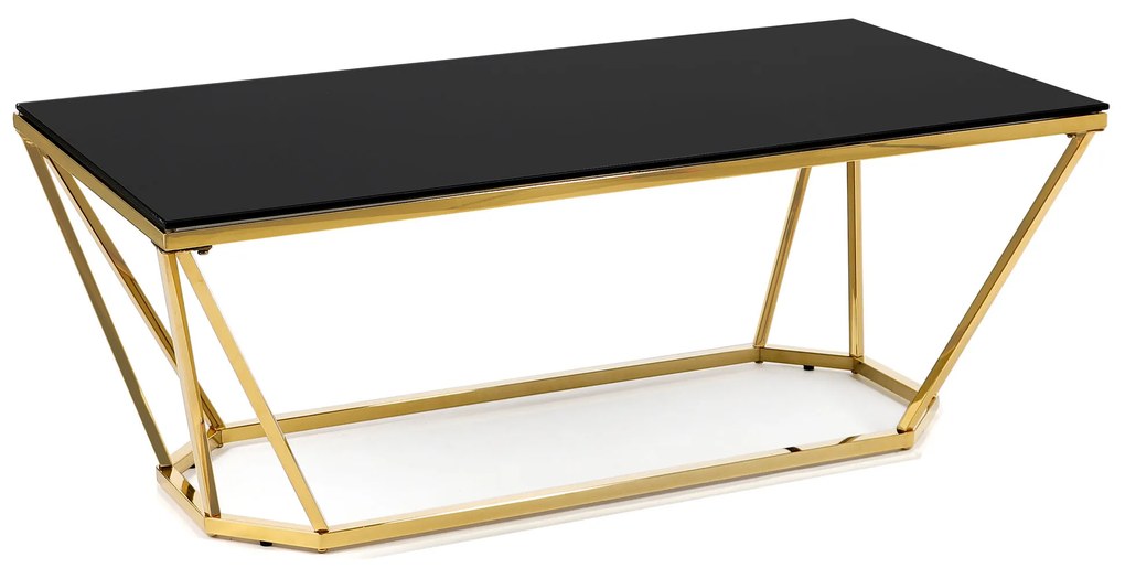 Dekorstudio Zlatý konferenčný stolík OKTANA s čiernym sklom