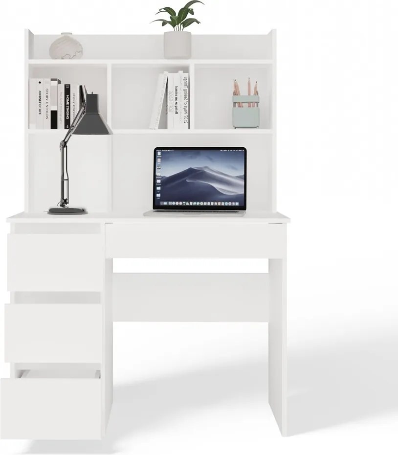 Psací stůl s nástavbou MIJAS levý matně bílý