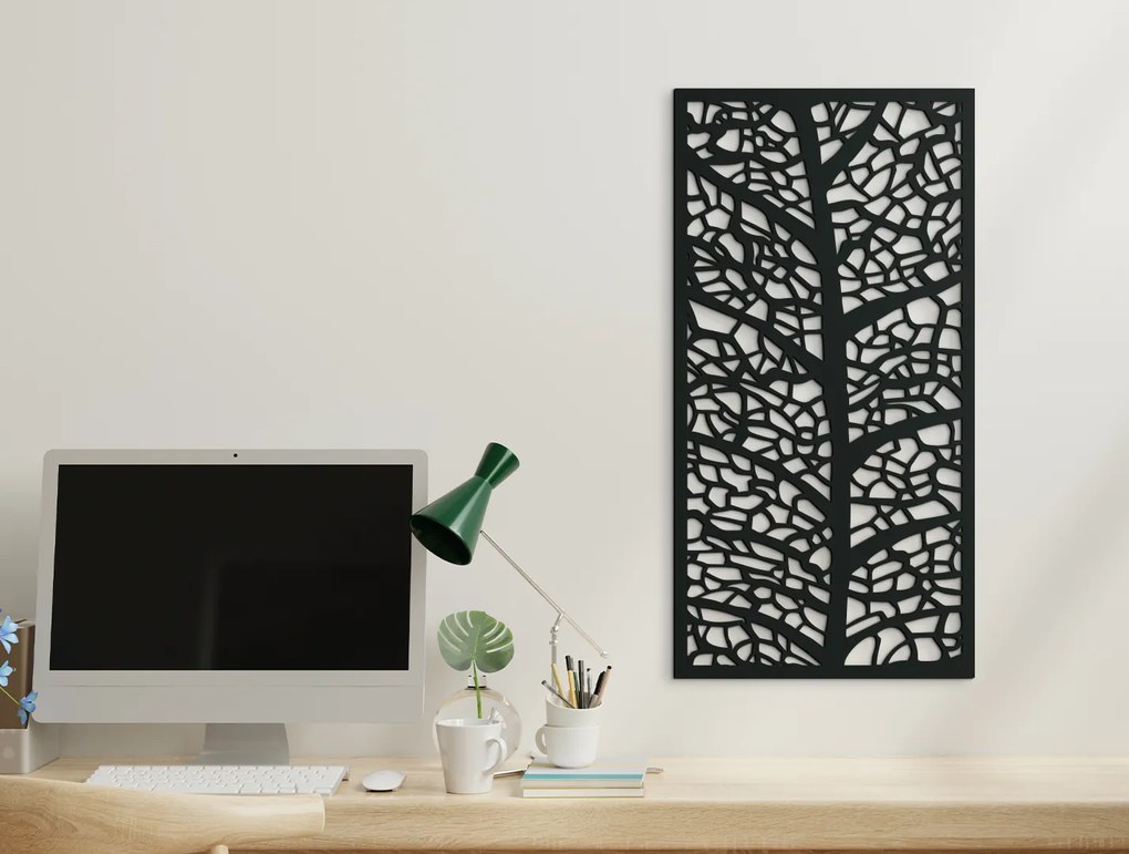 drevko Drevený obraz List v priblížení Rozmer obrazu: 44,5 x 22,5 cm, Farba dekorácie: Čierna
